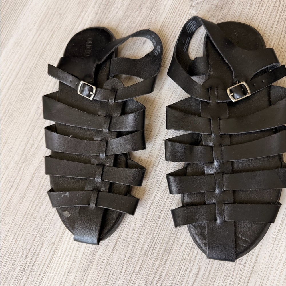 Black Strappy Gladiator Sandals for big girls